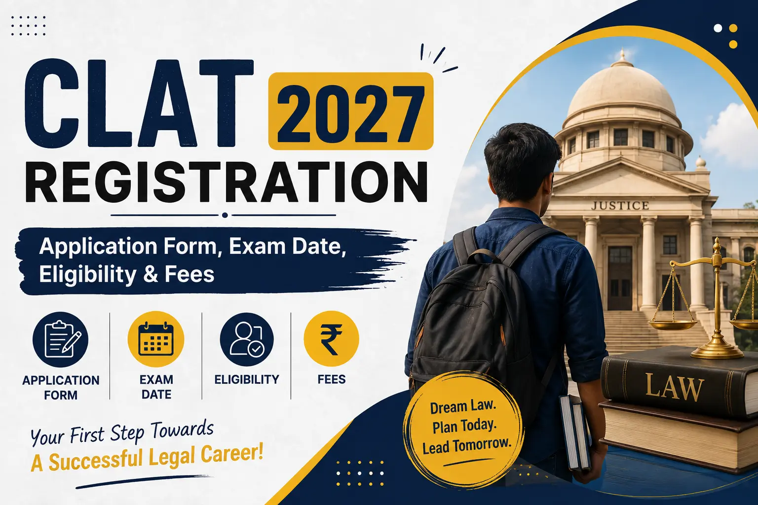 CLAT 2027 Registration Application Form, Exam Date, Eligibility & Fees