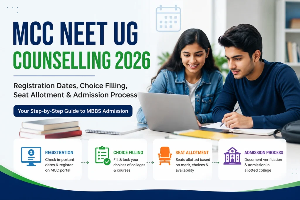 MCC NEET UG Counselling 2026 Registration Dates, Choice Filling, Seat Allotment & Admission Process